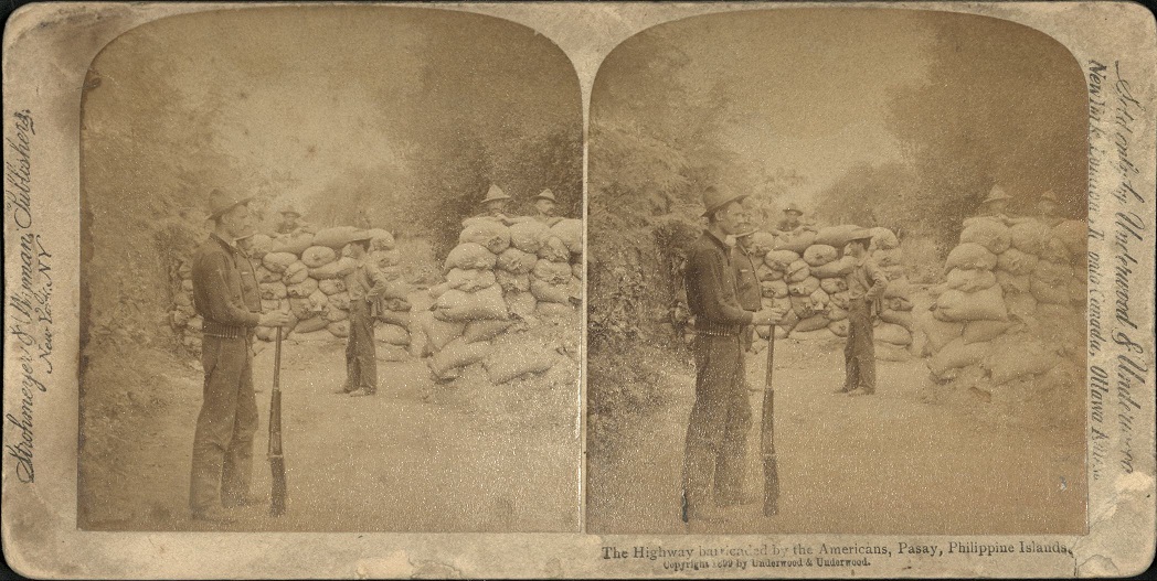 The Highway barricaded by the Americans, Pasay, Philippine Islands.